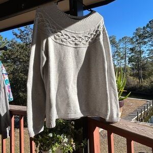 Talbots Women's Sweater-Soft Gray Nordic Style Heavy Knit Size XL